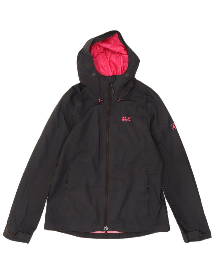 Giacca antipioggia con cappuccio da donna Jack Wolfskin UK 12 medio poliestere nero