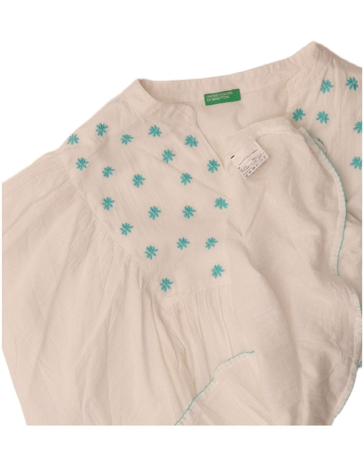 Camicetta a pipistrello da donna Benetton Top UK 14 Cotone floreale bianco medio