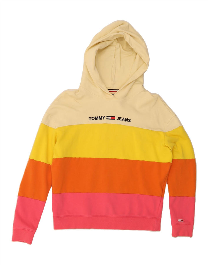 TOMMY HILFIGER Womens Hoodie Jumper UK 14 Medium Multicoloured Colourblock Vintage Tommy Hilfiger and Second-Hand Tommy Hilfiger from Messina Hembry 