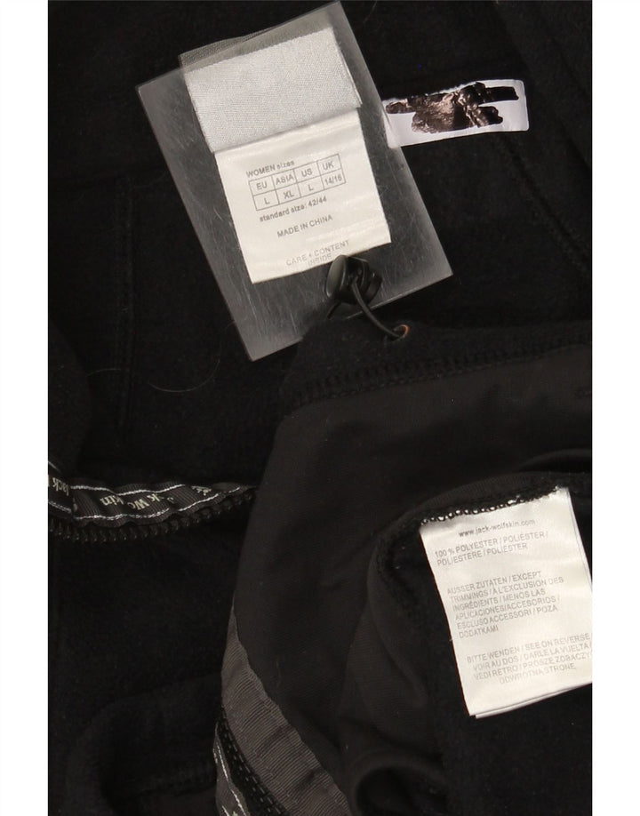 Giacca in pile foderata da donna Jack Wolfskin UK 16 grande poliestere nero