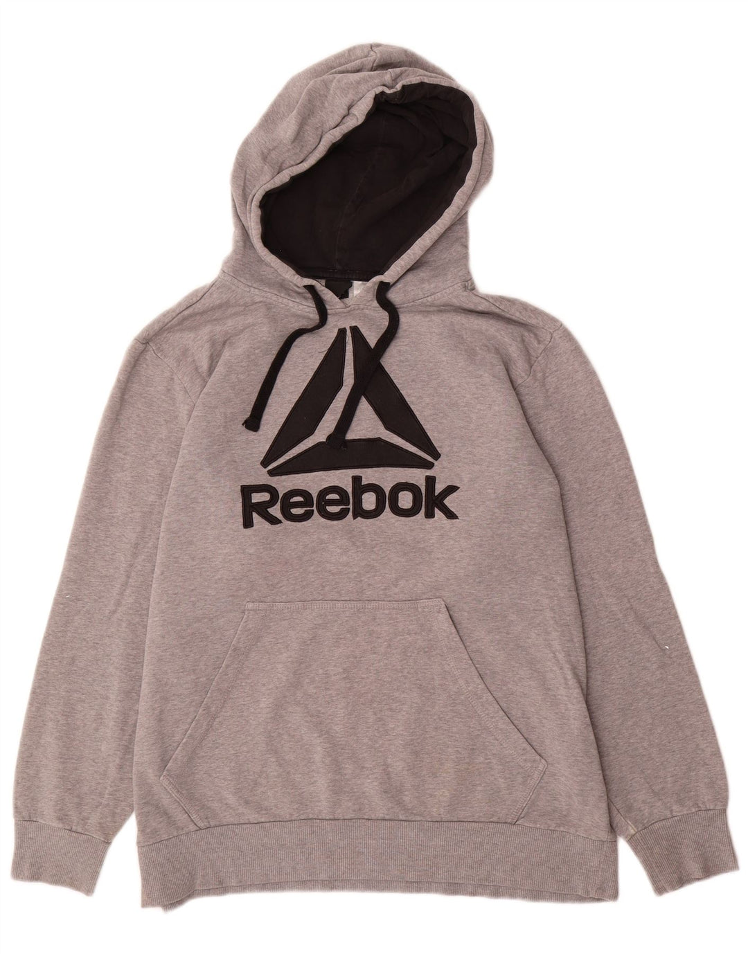 Felpa con cappuccio grafica da uomo Reebok grande in cotone grigio