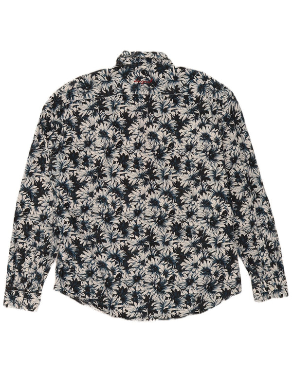 Camicia da uomo DESIGUAL XL in cotone floreale blu navy