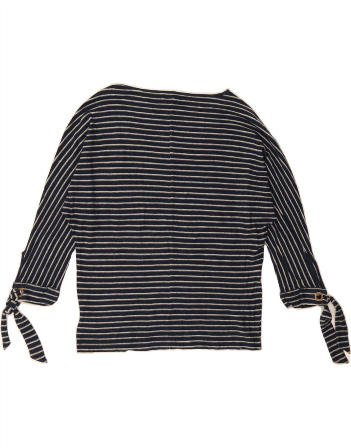 CHAPS Womens Boat Neck Jumper Sweater UK 14 Medium Navy Blue Striped Vintage Chaps and Second-Hand Chaps from Messina Hembry 