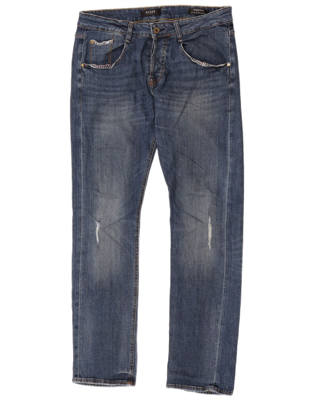 Jeans slim dritti da uomo Guess W30 L33 poliestere blu