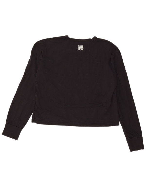 Top corto da donna Champion manica lunga UK 18 XL cotone nero