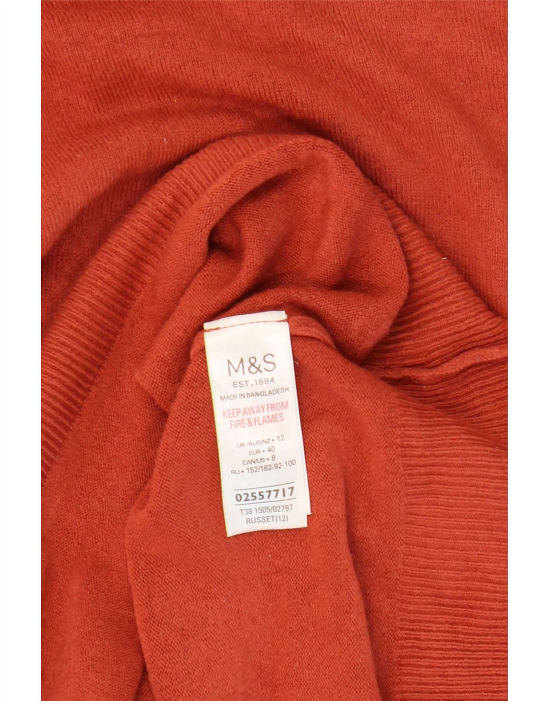 Maglione maglione a collo alto da donna Marks & Spencer UK 12 Acrilico arancione medio