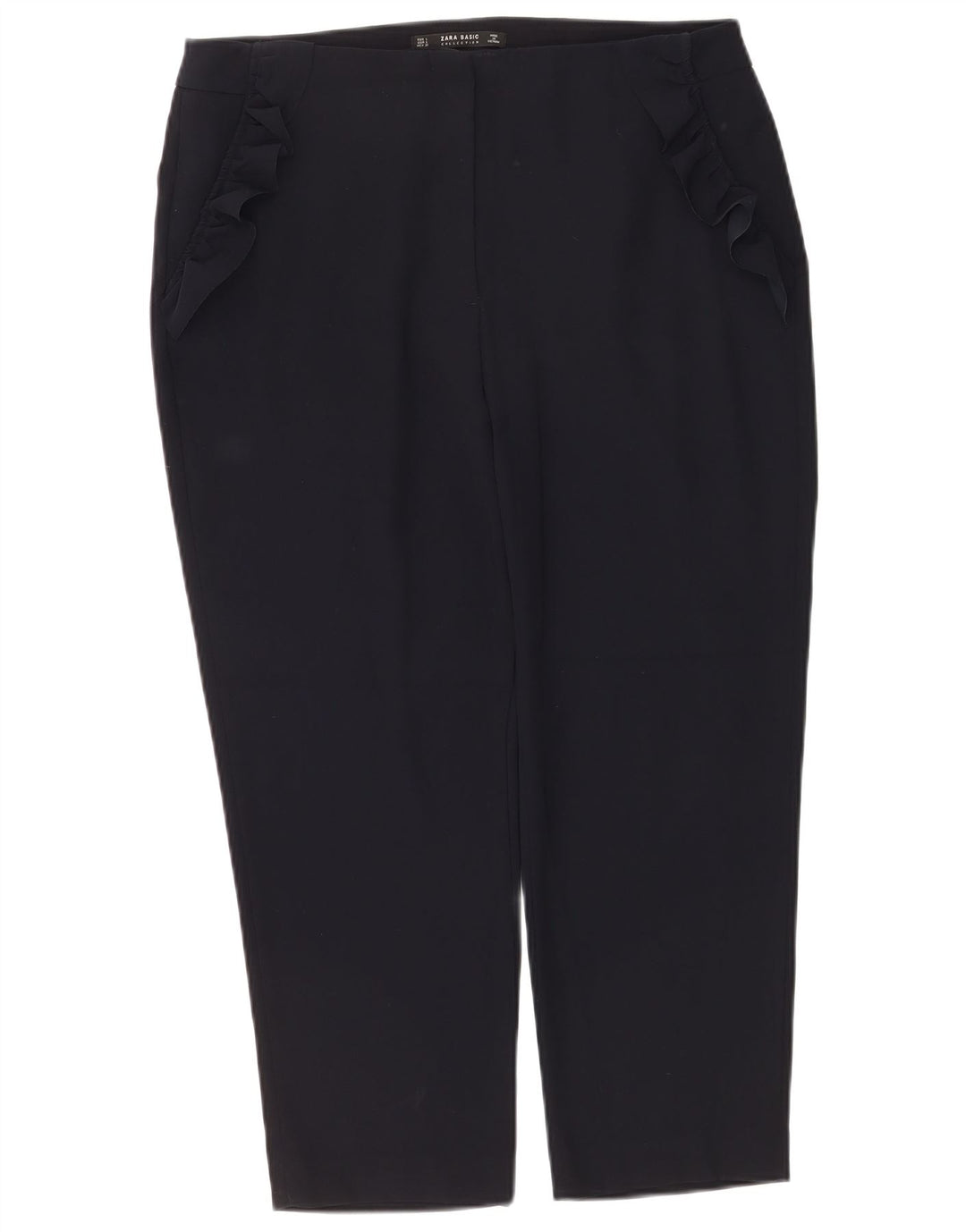 Pantaloni corti affusolati da donna Zara grandi W30 L25 poliestere blu navy
