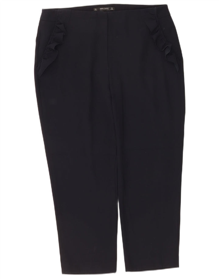 Pantaloni corti affusolati da donna Zara grandi W30 L25 poliestere blu navy