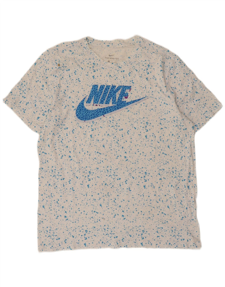 T-shirt grafica da uomo Nike Top grande in cotone chiazzato bianco