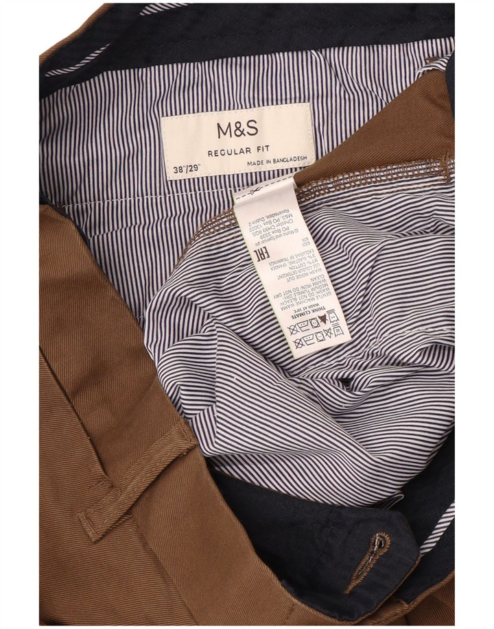 Pantaloni chino dritti vestibilità regolare da uomo Marks & Spencer W38 L29 Marrone