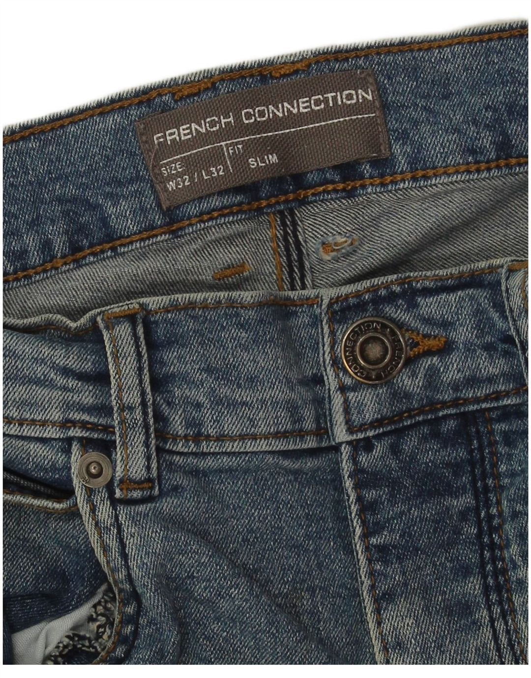 Jeans slim da uomo French Connection W32 L32 cotone blu