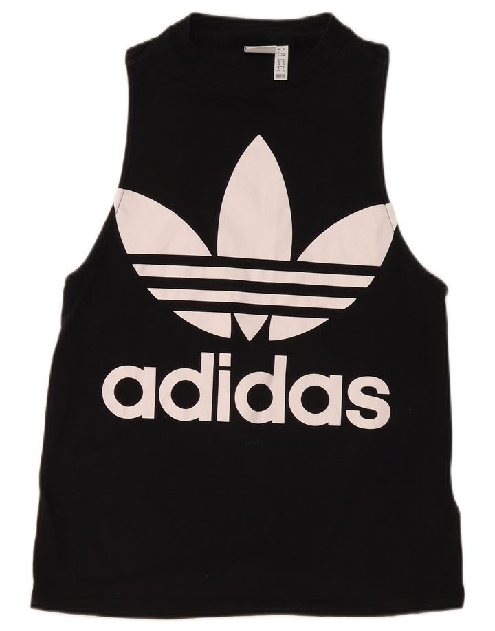 Canotta grafica da donna Adidas UK 8 piccola in cotone nero