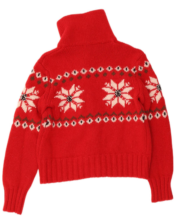 BENETTON Maglione cardigan corto da donna UK 10 Small Red Fair Isle