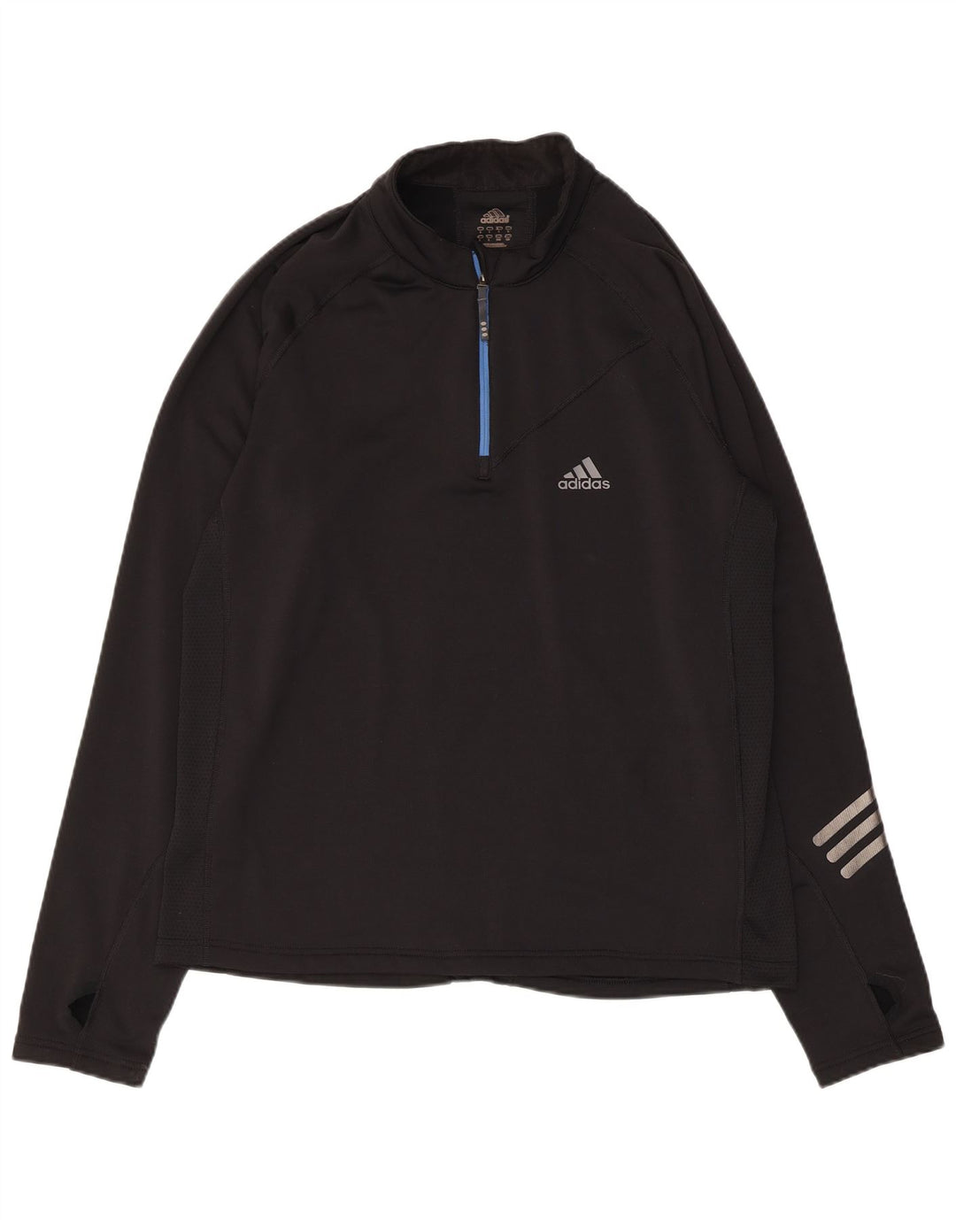 Adidas Uomo Zip Neck Pullover Tuta Top Large Nero Poliestere