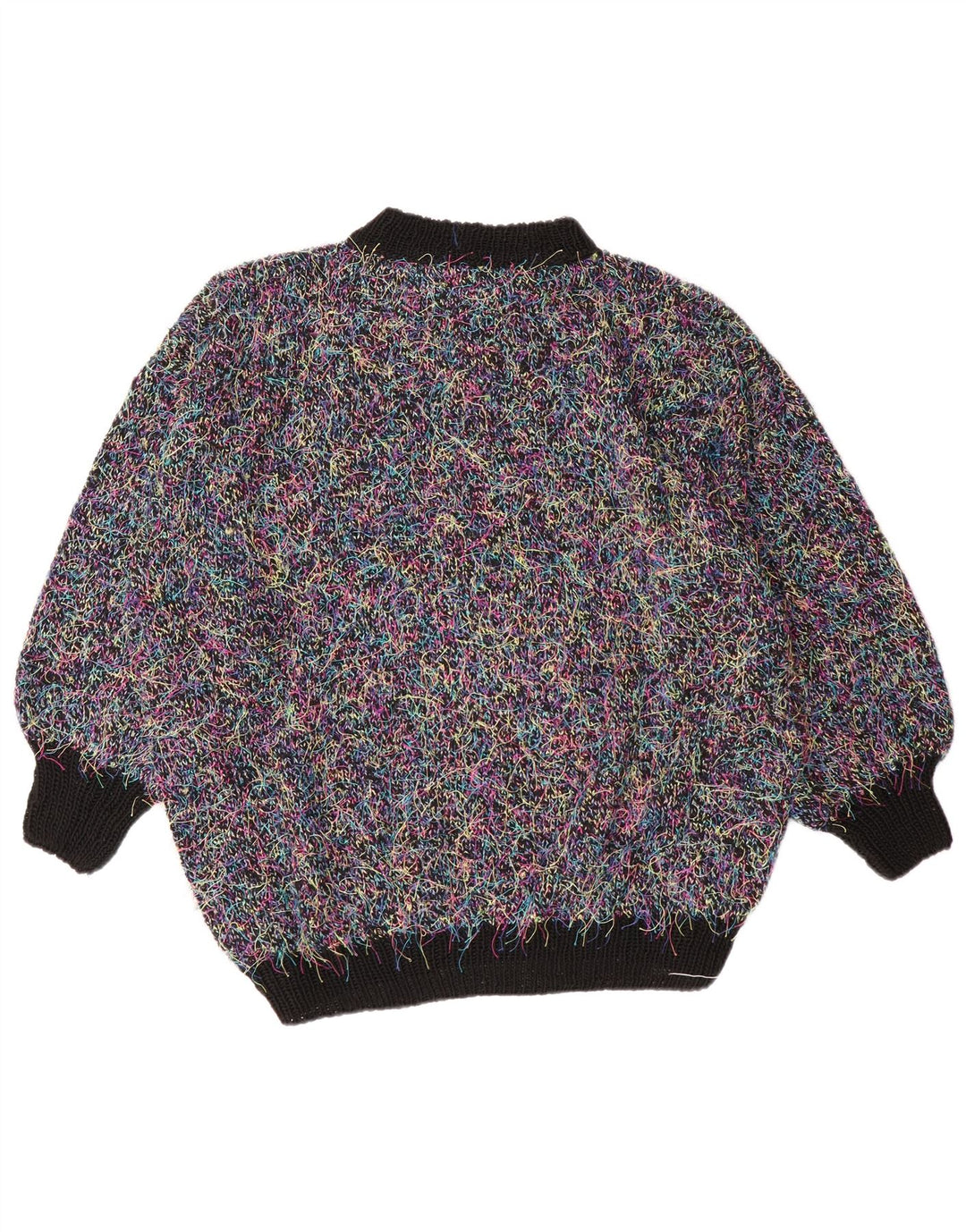 Maglione vintage da donna oversize con collo dolcevita UK 18 XL multicolore