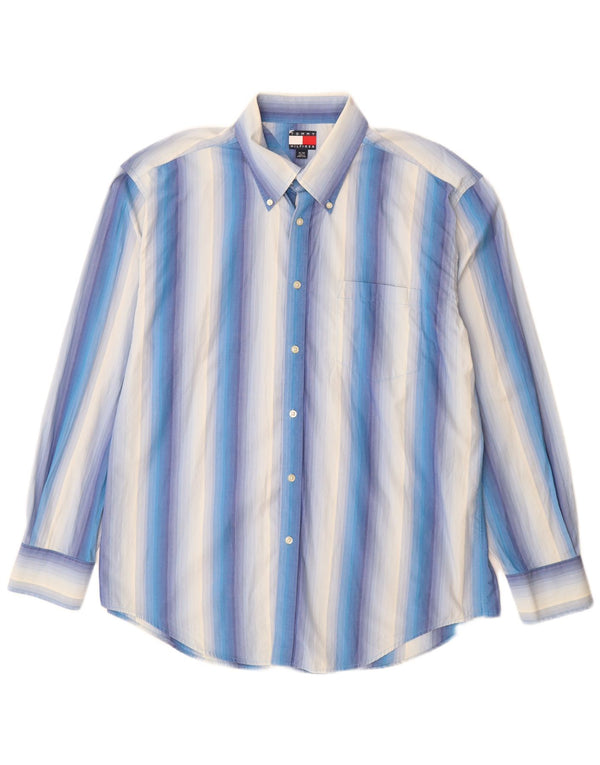 Camicia da uomo Tommy Hilfiger XL in cotone a righe blu