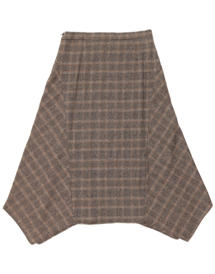 Gonna asimmetrica da donna Massimo Dutti EU 40 Media W30 Lana a quadri grigia