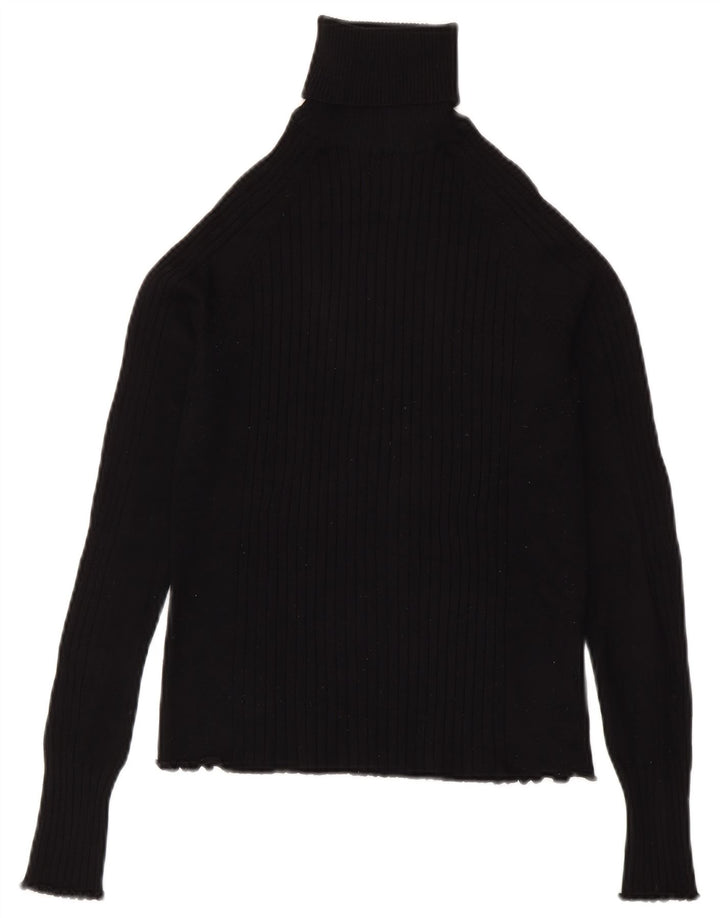 Maglione maglione a collo alto da donna Zara UK 8 piccolo in viscosa nera