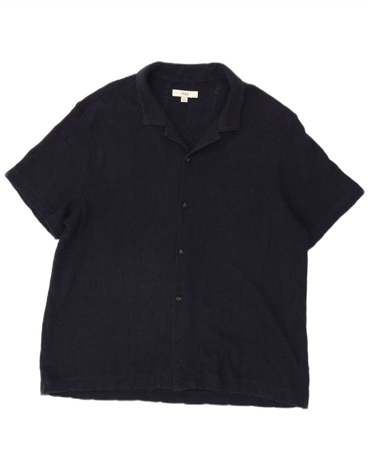 Camicia a maniche corte da uomo Marks & Spencer 2XL cotone blu navy