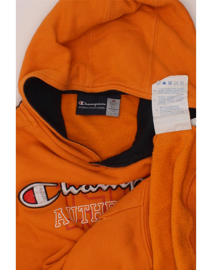 CHAMPION Boys Authentic Hoodie Jumper 9-10 Years Medium Orange Colourblock Vintage Champion and Second-Hand Champion from Messina Hembry 