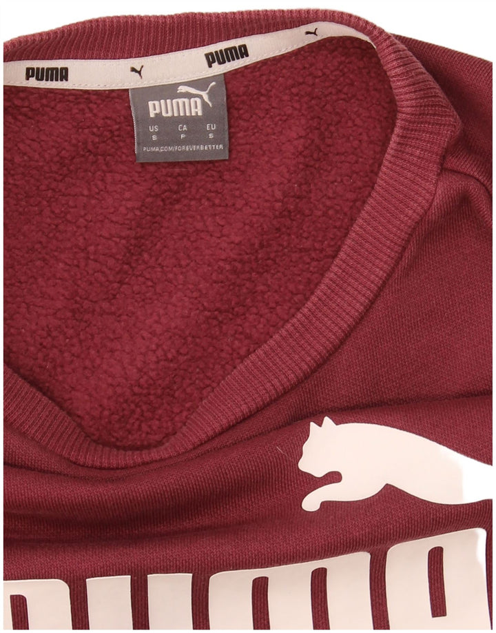 PUMA Womens Oversized Graphic Sweatshirt Jumper UK 10 Small Maroon
