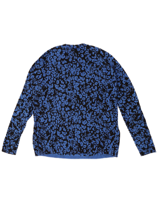 Maglione maglione girocollo da donna Whistles UK 16 grande stampa animalier blu