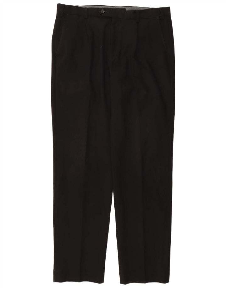 MARKS & SPENCER Pantaloni da abito vestibilità regolare da uomo W36 L33 Poliestere nero