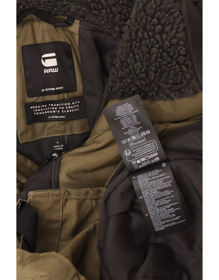 Giacca parka con cappuccio da uomo G-Star UK 40 grande poliestere kaki