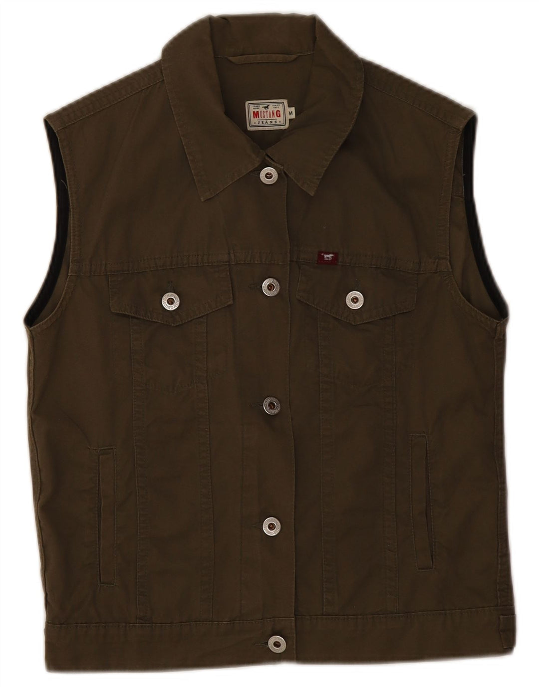 Gilet in denim da donna Mustang UK 12 cotone kaki medio
