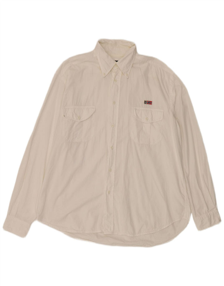 Camicia da uomo Napapijri grande in cotone bianco