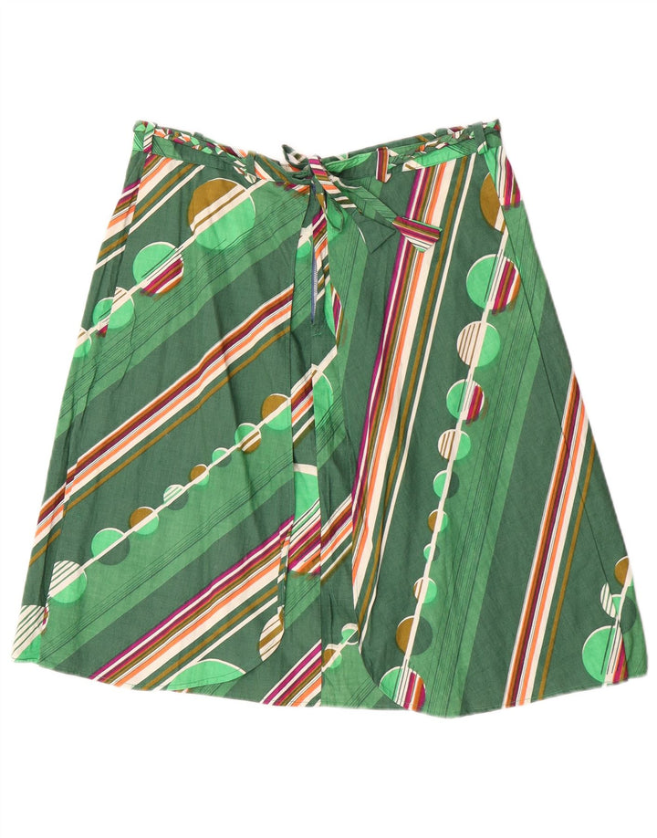 Gonna a trapezio da donna vintage W30 verde medio geometrico