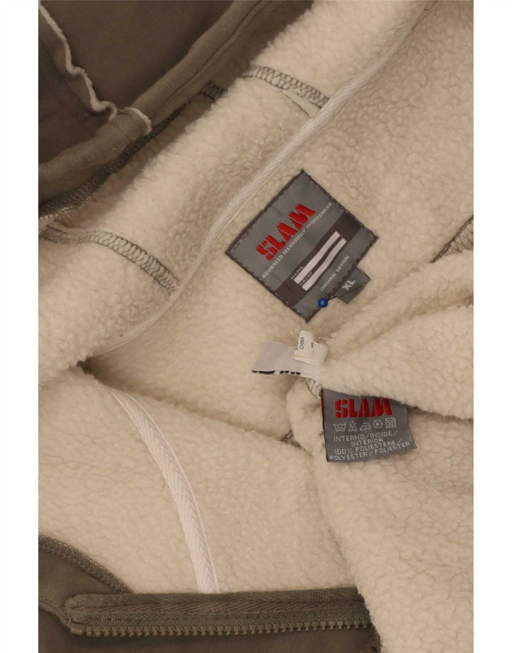 Felpa con cappuccio e zip Sherpa grafica da uomo Slam XL poliestere marrone