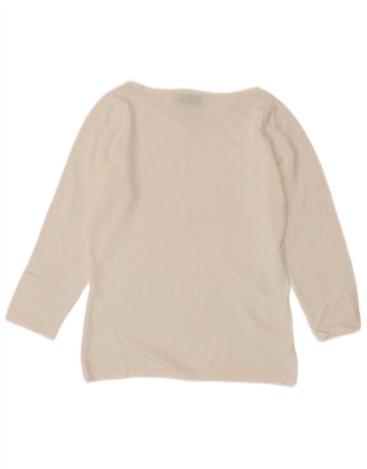 Top Zara da donna manica 3/4 UK 12 Rayon bianco medio