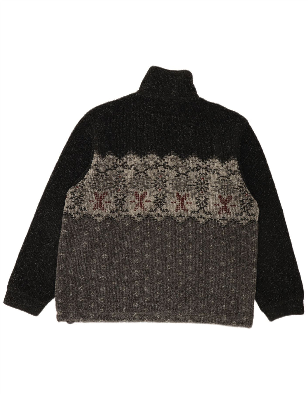 Maglione in pile da uomo Colmar con zip e collo medio nero Fair Isle