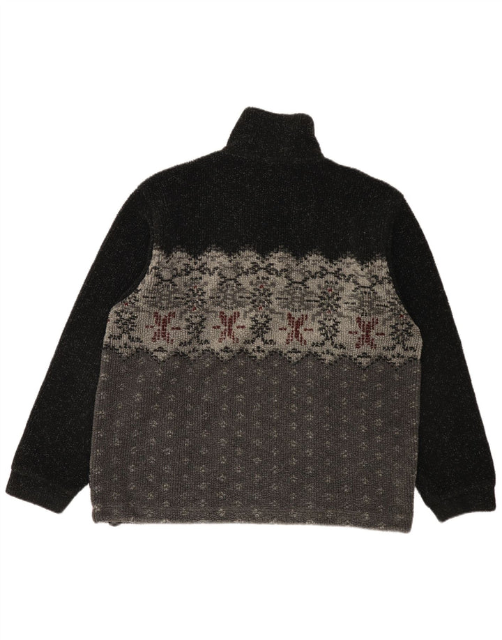 Maglione in pile da uomo Colmar con zip e collo medio nero Fair Isle