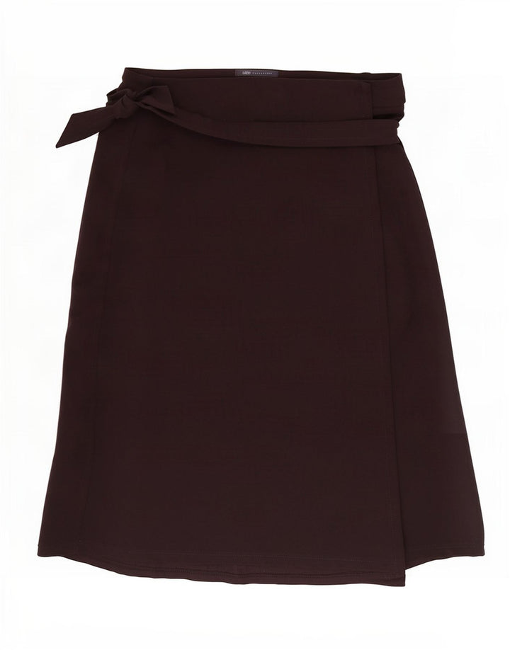 Gonna a portafoglio da donna Marks & Spencer UK 14 grande W32 poliestere bordeaux