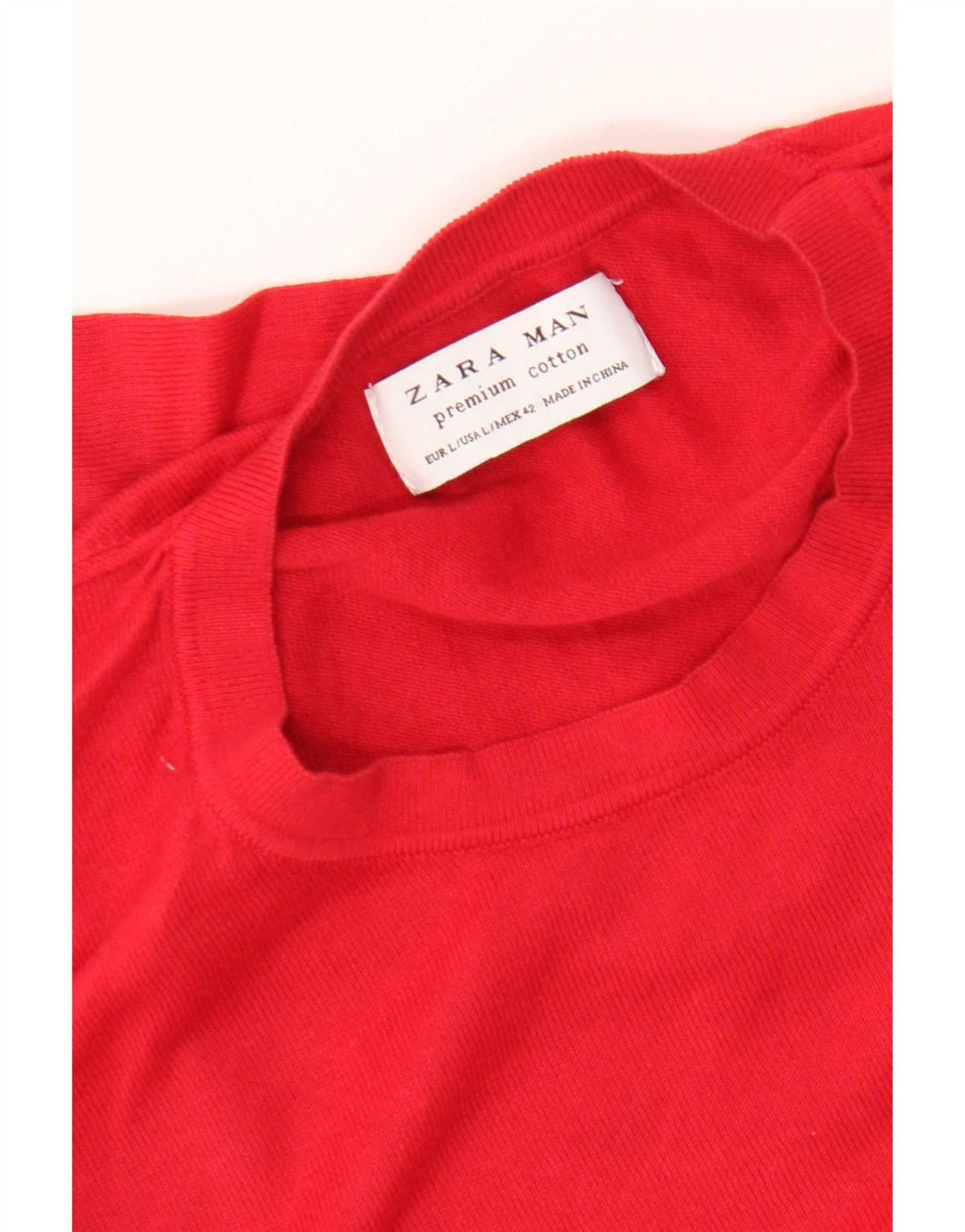 Maglione girocollo da uomo Zara grande in cotone rosso