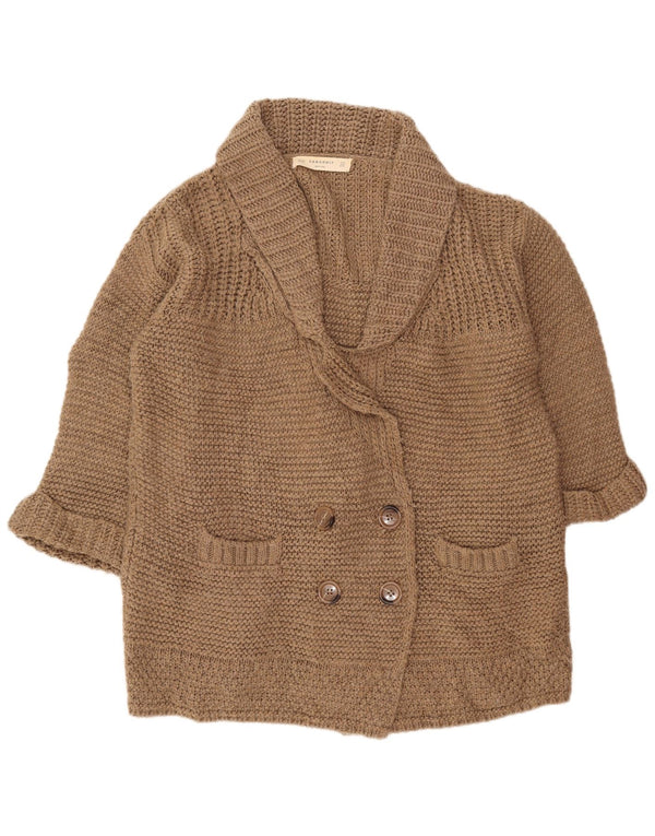 Maglione cardigan oversize lungo da donna Zara UK 14 Acrilico marrone medio