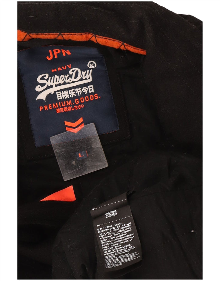 Cappotto da marinaio da uomo Superdry UK 40 grande lana nera