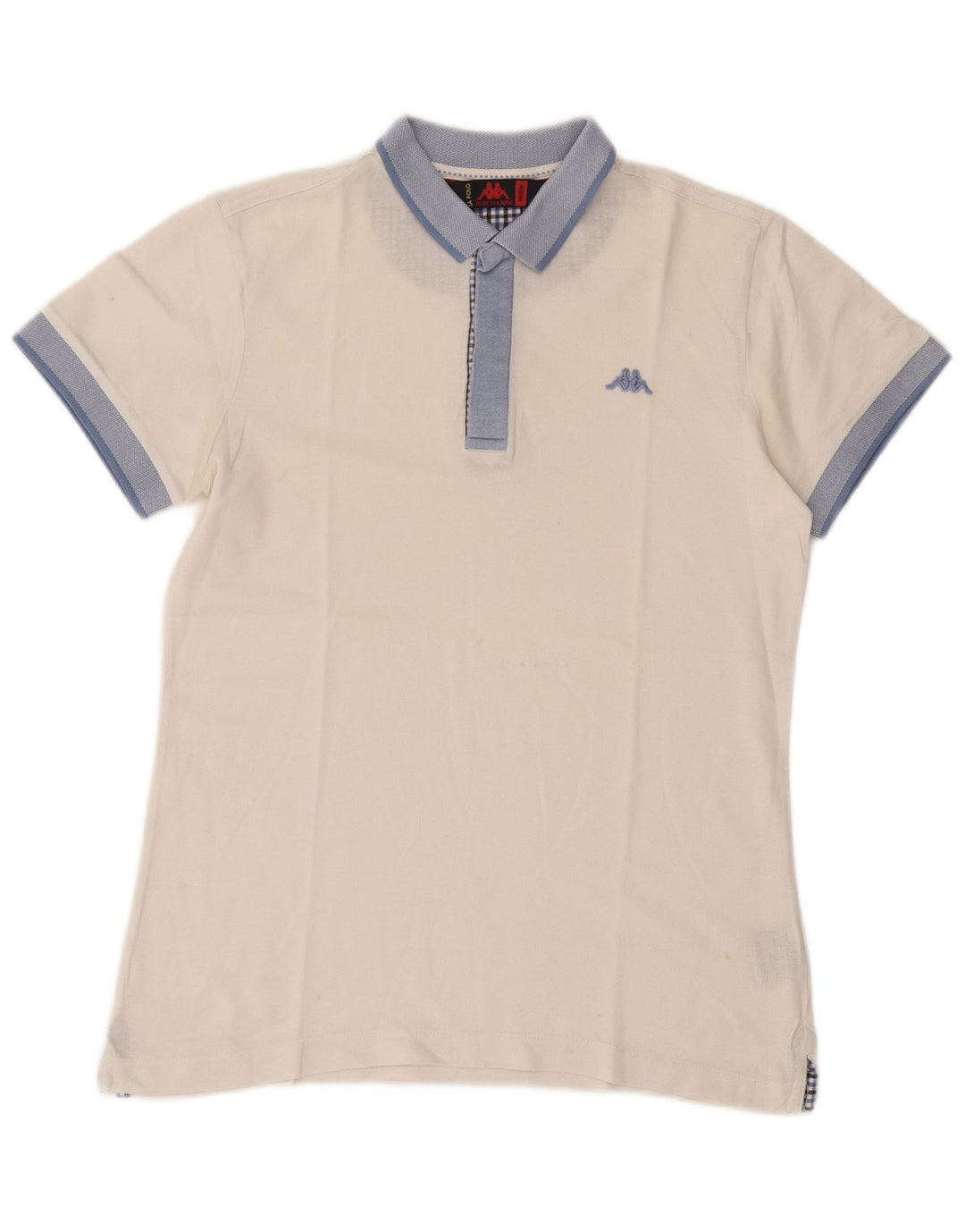 Polo Kappa da uomo in cotone color block bianco medio