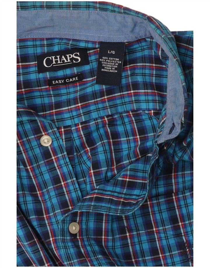 Chaps Camicia da uomo Easy Care, cotone a quadri blu grandi