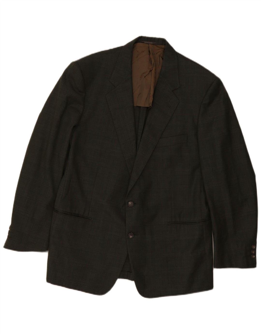Giacca Blazer da Uomo a 2 Bottoni TRUSSARDI IT 54 2XL Lana a quadri Kaki