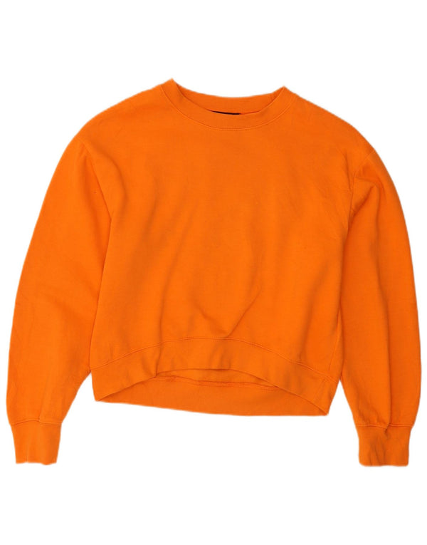 Felpa corta oversize da donna Zara, maglione UK 10, piccola, arancione, in poliestere