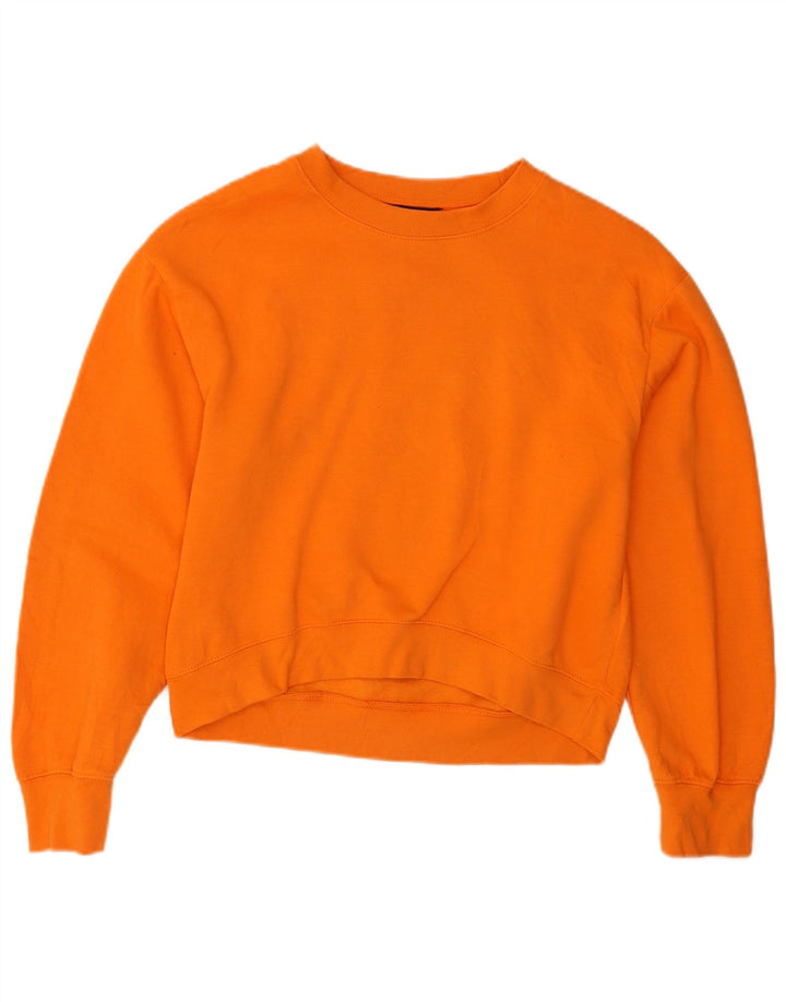Felpa corta oversize da donna Zara, maglione UK 10, piccola, arancione, in poliestere
