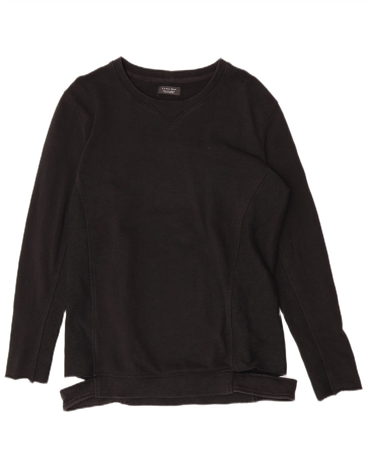 Felpa Zara Uomo Maglione Grande Cotone Nero