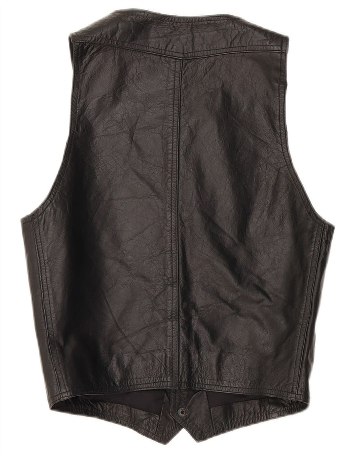 Gilet in pelle da uomo VINTAGE piccolo in pelle nera