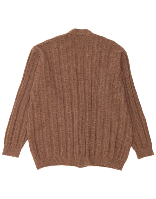 Maglione cardigan da uomo Stefanel XL in lana marrone