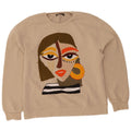 Felpa con grafica Zara da donna, maglione, UK 10, piccola, beige
