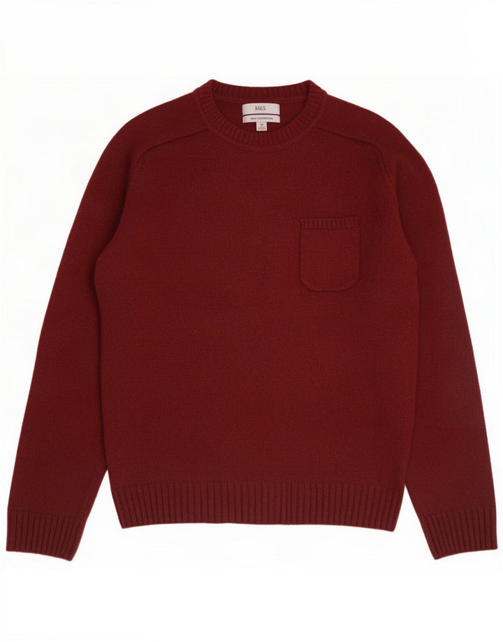 Marks & Spencer Maglione da uomo con scollo a barchetta Medio Lana d'agnello marrone rossiccio