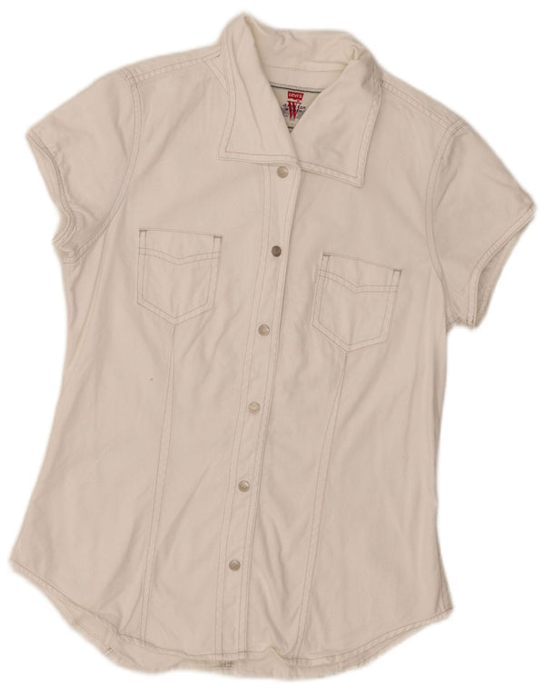 Camicia in denim a maniche corte da donna Levi's UK 12 Cotone bianco medio